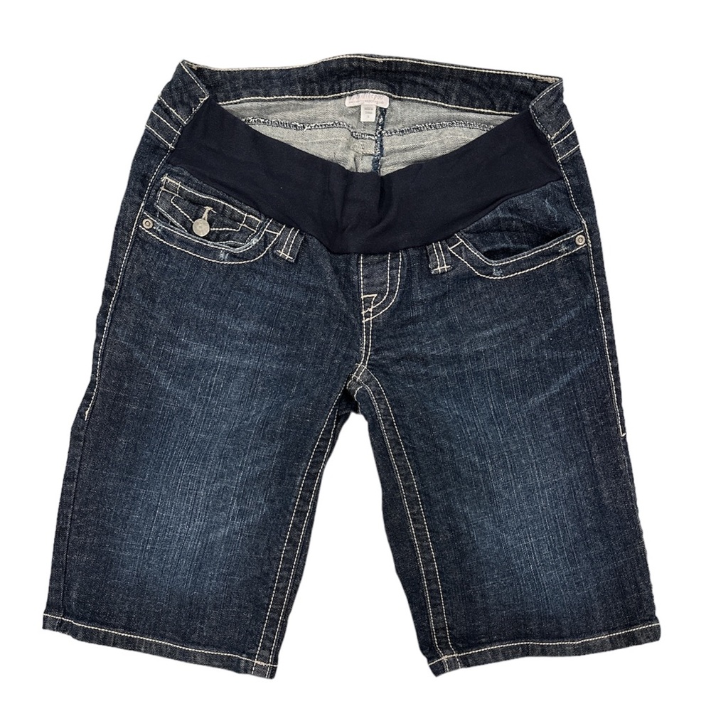 A Pea in the Pod Maternity Shorts Small denim blue distressed pockets moms